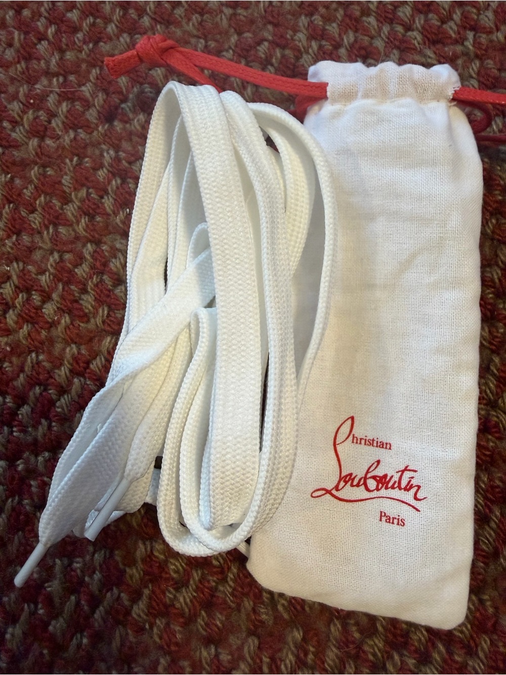 Christian Louboutin White Replacement Shoelaces with Original Dust Bag